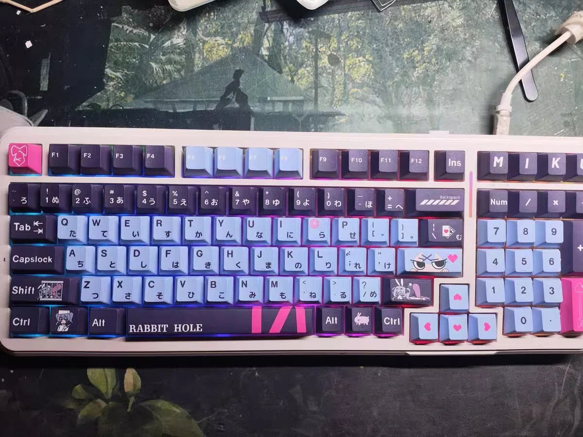Miku Keycaps  Cute Custom Keycaps PBT Cherry Profile Key Cap Kawaii Anime Translucency Key Caps for Mechanical Keyboard Gifts