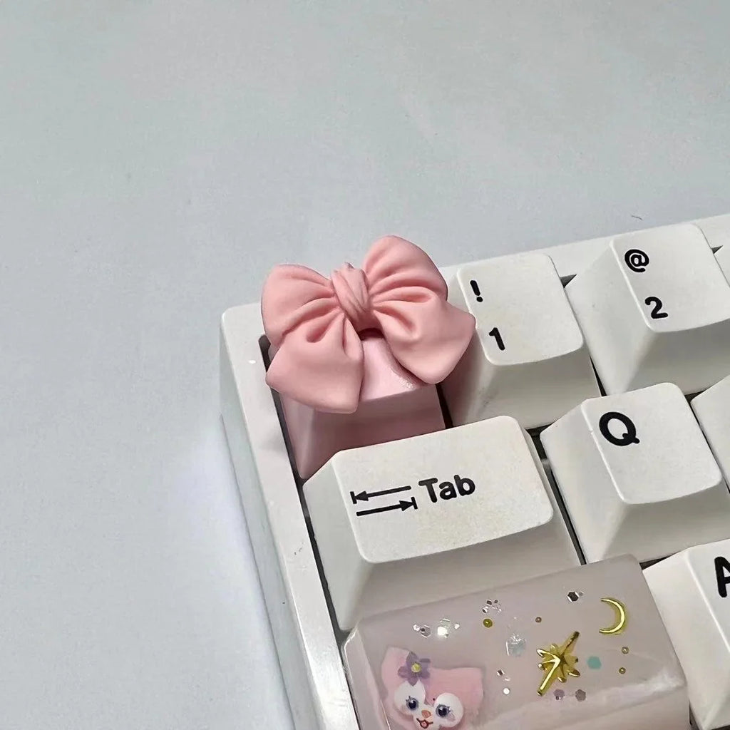 New Bowknot Cute Esc Keycap Oem Kawaii Pink White Keycaps Girl Woman for Profile Cherry Mx Switch Mechanical Keyboard