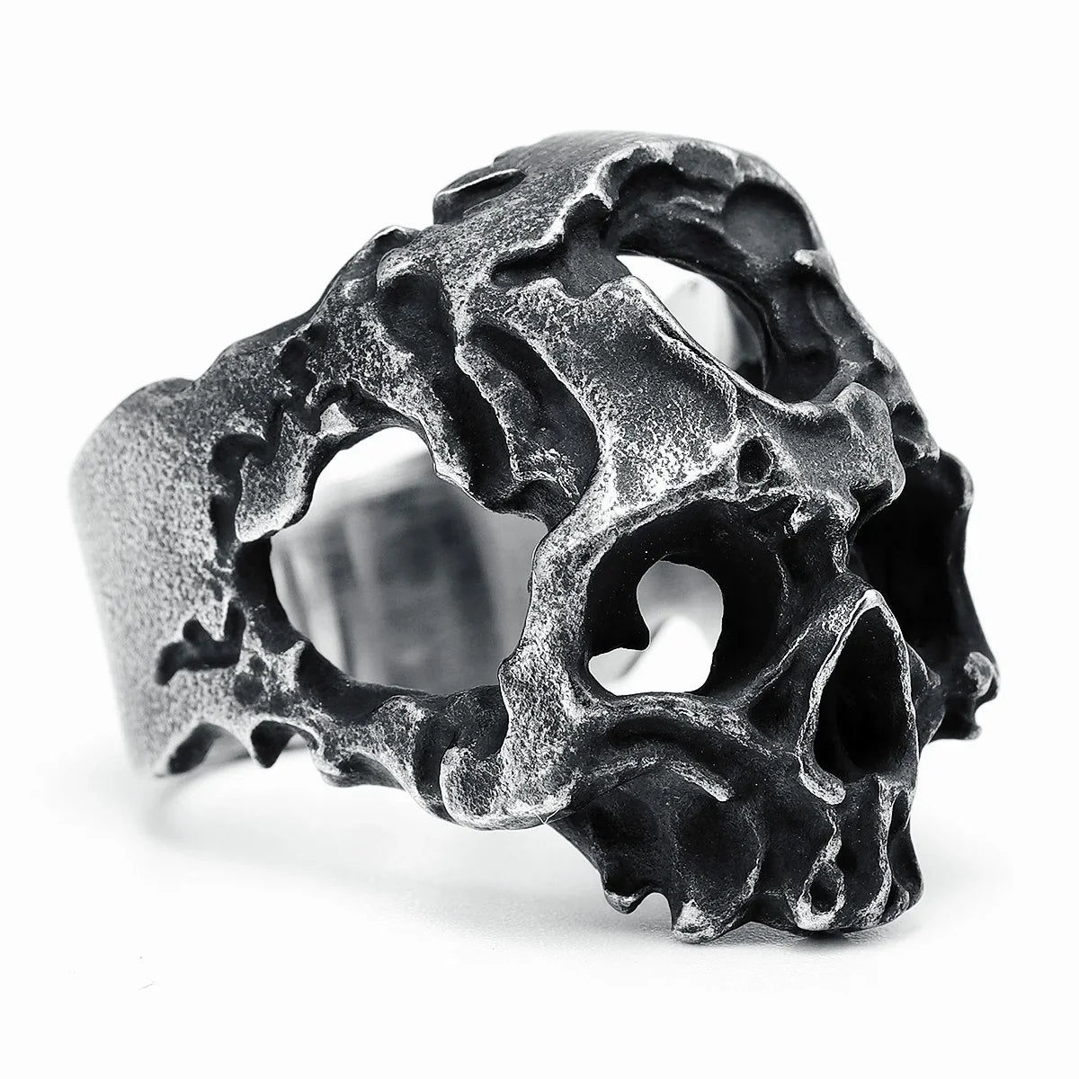 Hollow Skull Men Ring 316L Stainless Steel Weathering Cranium Rock HipHop Party for Biker Rider Male Boyfriend Jewelry Best Gift