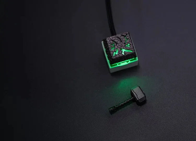 New 2In1 Resin Keycaps Thor Hammer for Mechanical Classic Retro Transparent Key Cap Suit Esc Button Personalized Keycaps