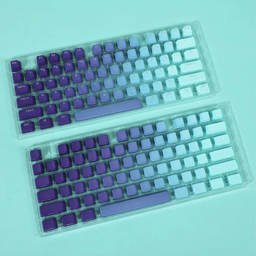 Green Lotus Gradient Keycaps Backlit Transparent Keycap OEM Profile PBT Side/Top Print Key Cap For MX Switch Mechanical Keyboard