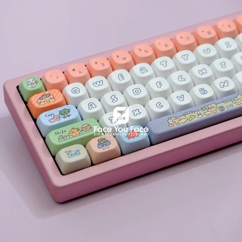 GMK Smiling Face Keycaps PBT Dye Sublimation Key Cap 129 Keys MOA Profile Keycap for Mx Switch DIY Gaming Mechanical Keyboard