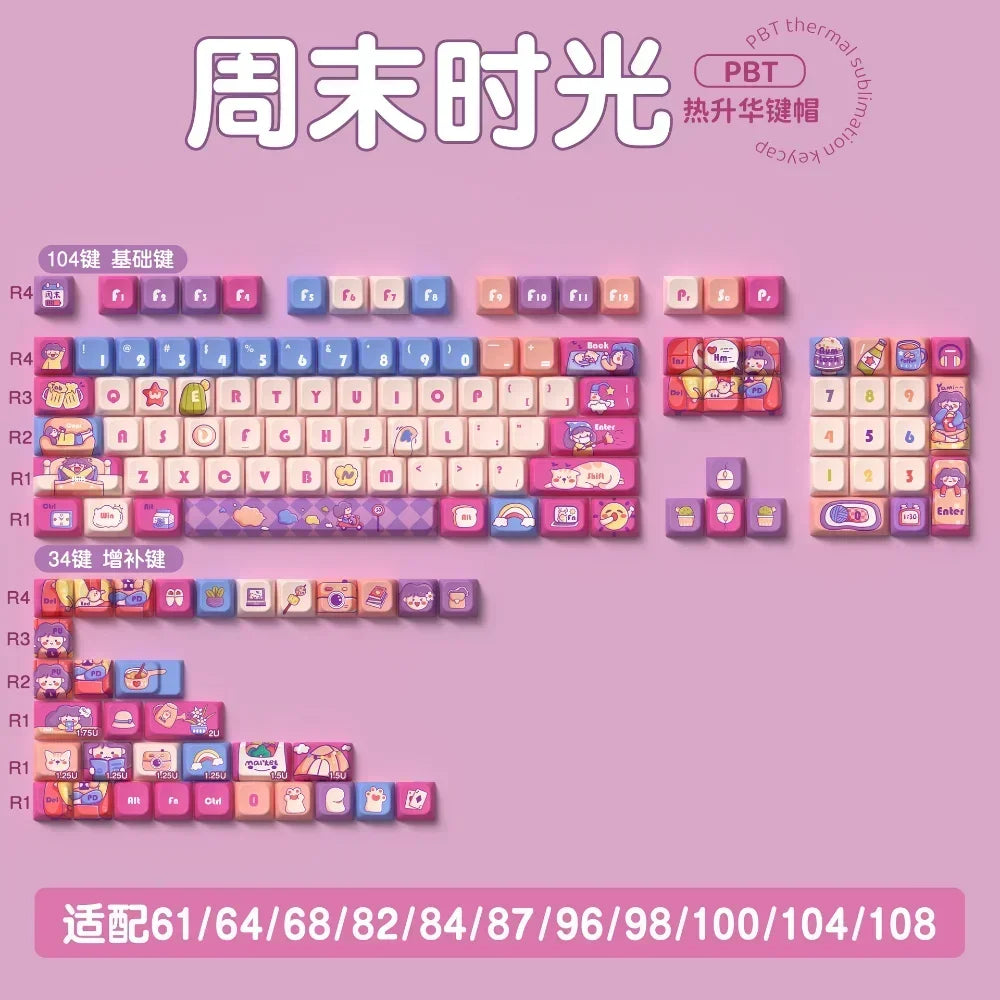 MDA Cartoon Personalized Keycap Set PBT Large Set Creative for MX Switch 60/84/90/104/108 Gaming Mechanical Keyboards
