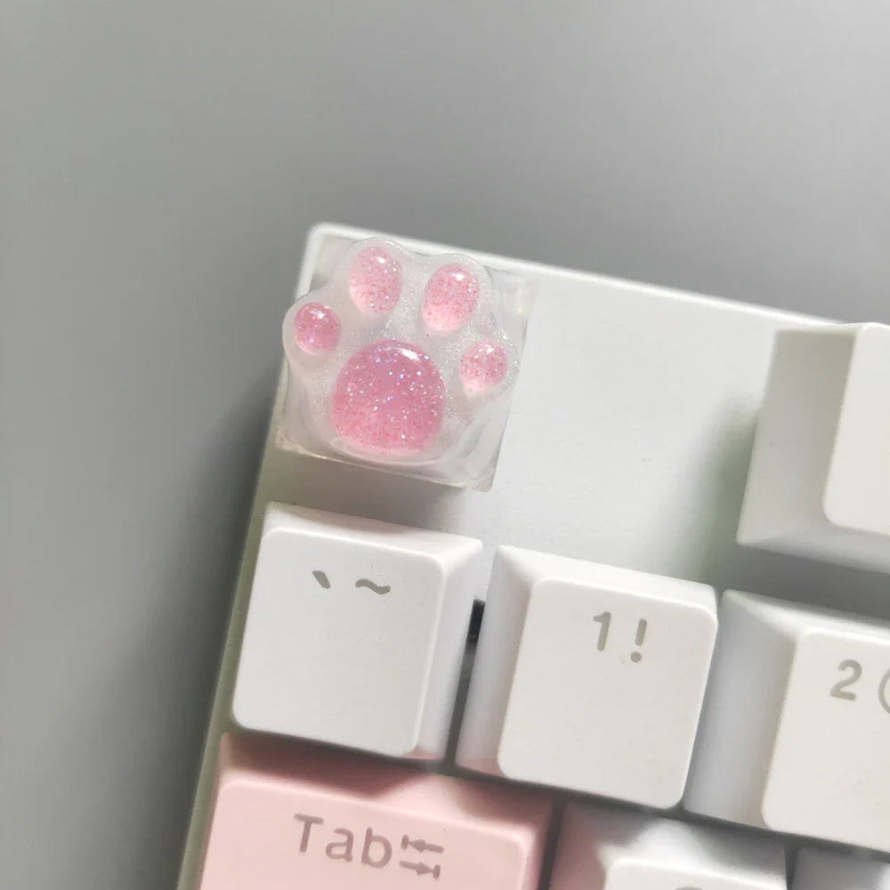 Games Backlit Keycap Cat Paw Cute DIY Key Cap for Mechanical Keyboards Personalized Transparent Crystal Keycap Cherry MX Axis