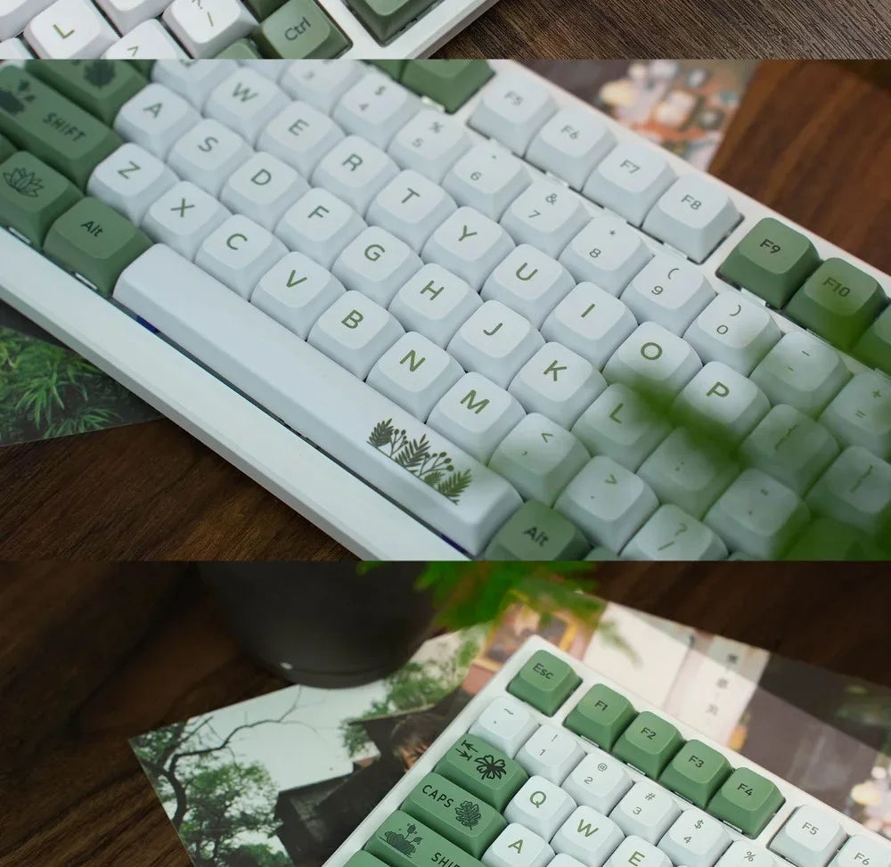 Forest Green Keycap XDA Profile PBT Sublimation 125keys Fresh Style White Green Mechanical Keyboard Keycaps