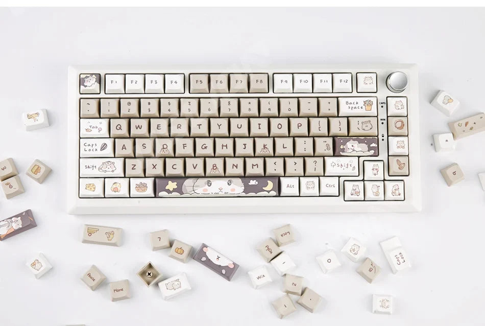 Orange squirrel Gray Rat Theme Keycap XDA Profile Key cap English Korean for 61/64/68/84/87/96/98/104 Mechanical Keyboard Keycap