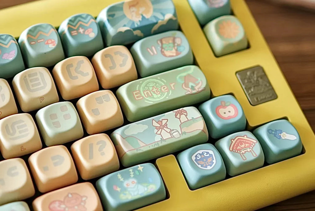 Dragon Tears Keycaps MOA/SOA Keycap Customized Cute Keycaps PBT Original Artist Green Keycap for Alice/ANSI Mechanical Keyboard