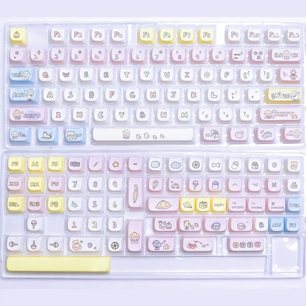 Cute Meow Keycaps Cat Head MAO Profile PBT Key Cap Dye Sublimation for MX Mechanical Keyboard KeyCap Keyboards Accessories