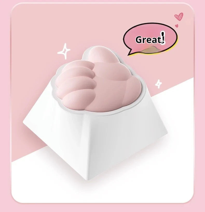 Mongseek Super Cute Cat Claw KeyCap Girl Powder Mechanical Keyboard Key Cap Soft Silicone Cross Shaft Universal Birthday Gifts