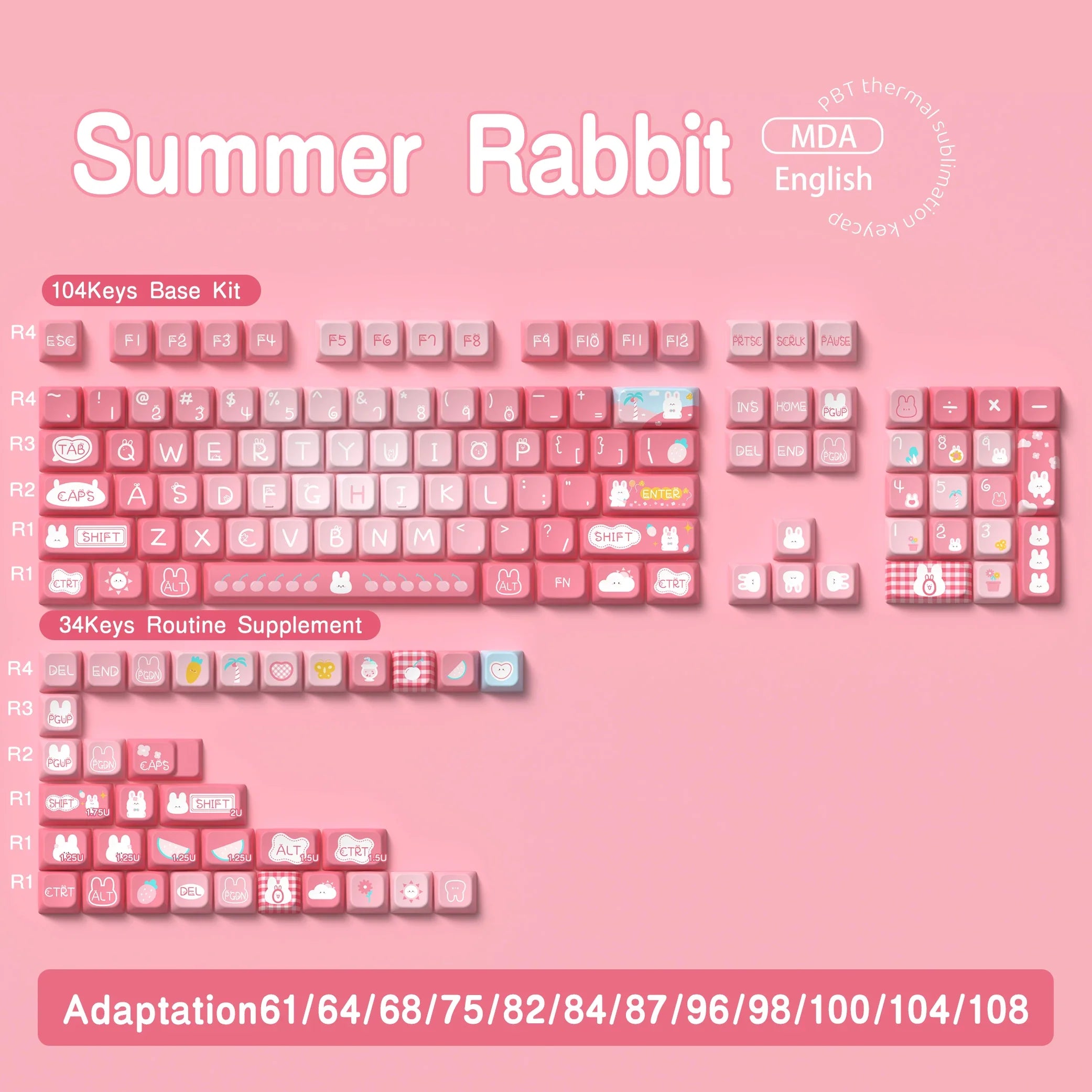 138/158 keys Original Theme Keycaps MDA Profile cute Anime PBT Keycap custom For Mechanical Keyboard with iso layout