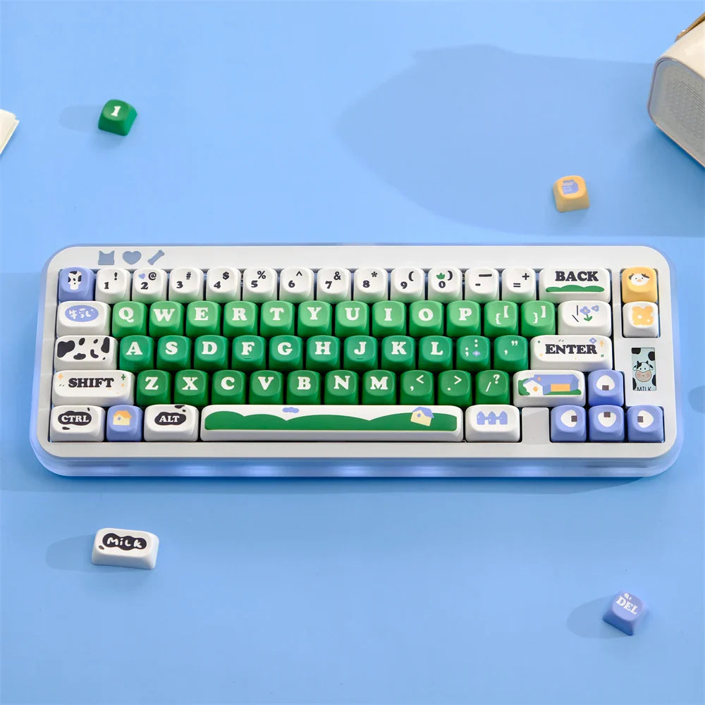 MOA Key Caps 129 Key Cow Pasture PBT Keycap MOA Profile Dye Sublimation Keycap For Gaming Mechanical Keyboard Keycap MX Switch
