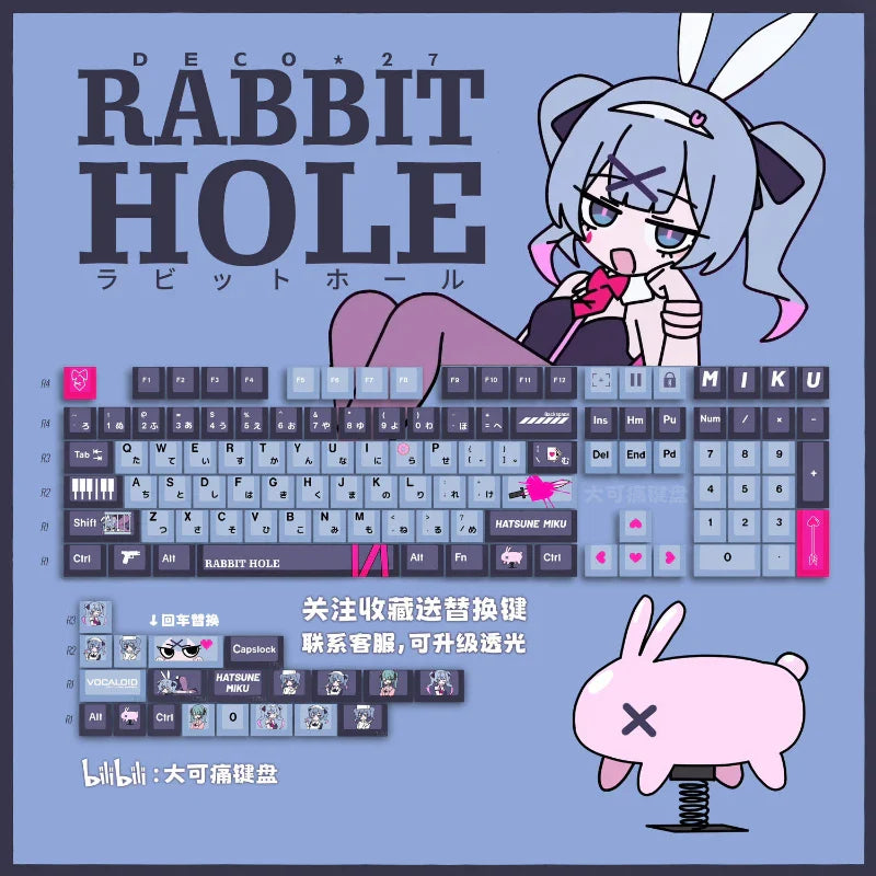 Miku Keycaps  Cute Custom Keycaps PBT Cherry Profile Key Cap Kawaii Anime Translucency Key Caps for Mechanical Keyboard Gifts