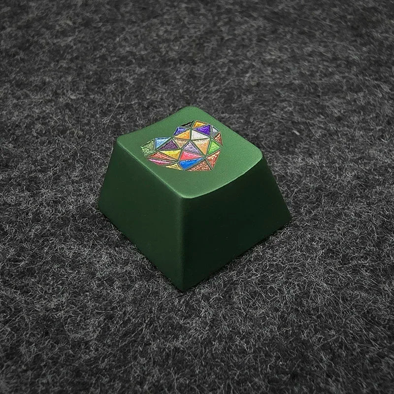 Glass Heart Keycap Custom Point Aluminum Alloy Color Glass Artisan Key Cap Cherry Profile MX Switch Mechanical Keyboard Keycap