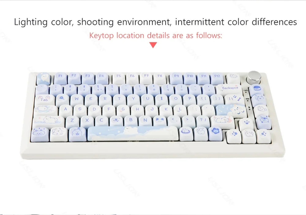 95/132 Keys Cute Cartoon Animals Theme Keycaps MAO Profile DIY PBT Dye Sublimation Key Caps for Mechanical Keyboard MX Switch