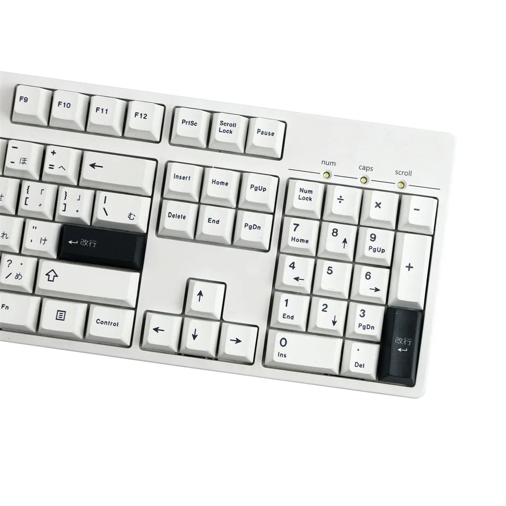 PBT Keycap Minimalist Black White Japanese Keycaps Cherry Profile 129 Keys For Mechanical and Optical Gaming Keyboard
