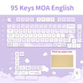 132 Keys Dye Sublimation PBT Keycaps Purple Cute Cat Themed MOT Profile Keycap for Gateron MOA MX Switches Mechanical Keyboard