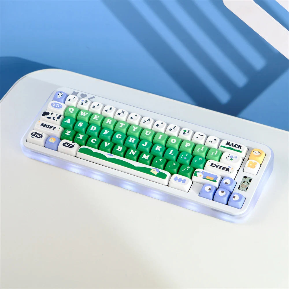 MOA Key Caps 129 Key Cow Pasture PBT Keycap MOA Profile Dye Sublimation Keycap For Gaming Mechanical Keyboard Keycap MX Switch