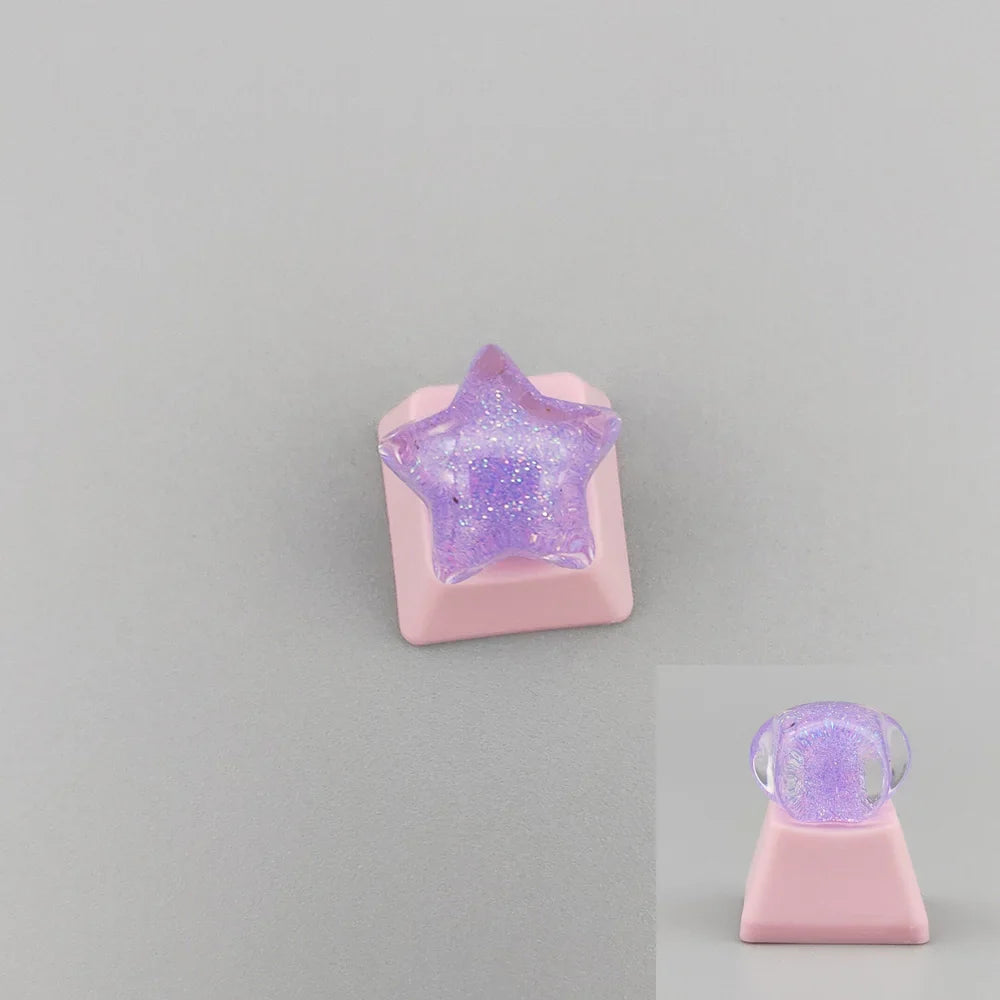 Personalized Keycaps Cute Wings Crystal Key cap Handmade Mechanical Keyboard R4 Keys PBT Color Keycaps Anime