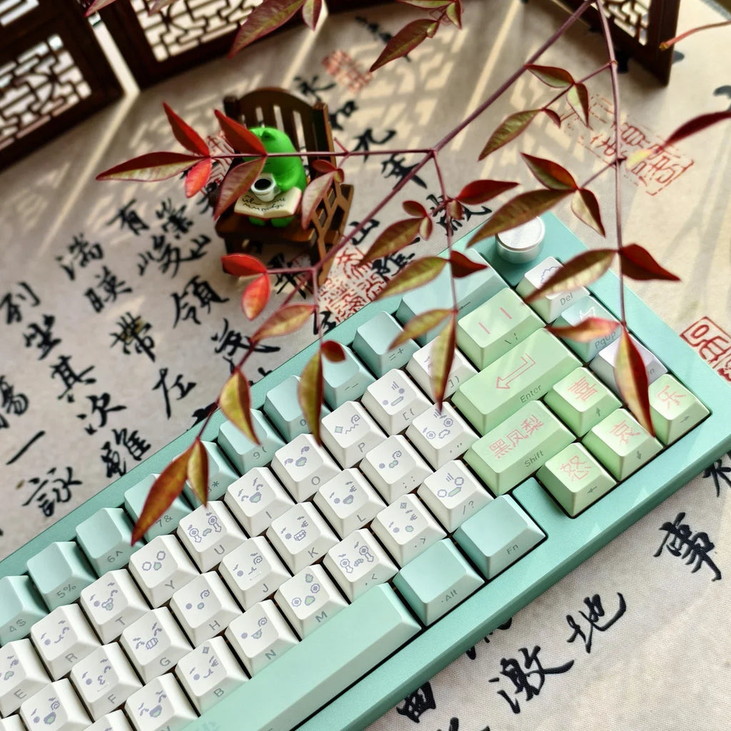 Emotional Era Theme Keycaps Thermal Sublimation PBT Cherry Profile Side Carving Key Caps Adapter Cross Shaft Mechanical Keyboard