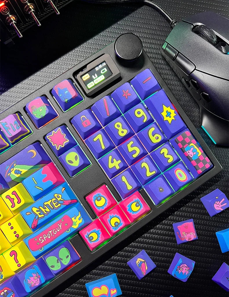 PIIFOX SPOTGUY Jointly 《Quiet&Cool》 PBT Original Profile Keycaps 5-Sided Heat Sublimation 146 Keys Custom  Keyboard Replacement