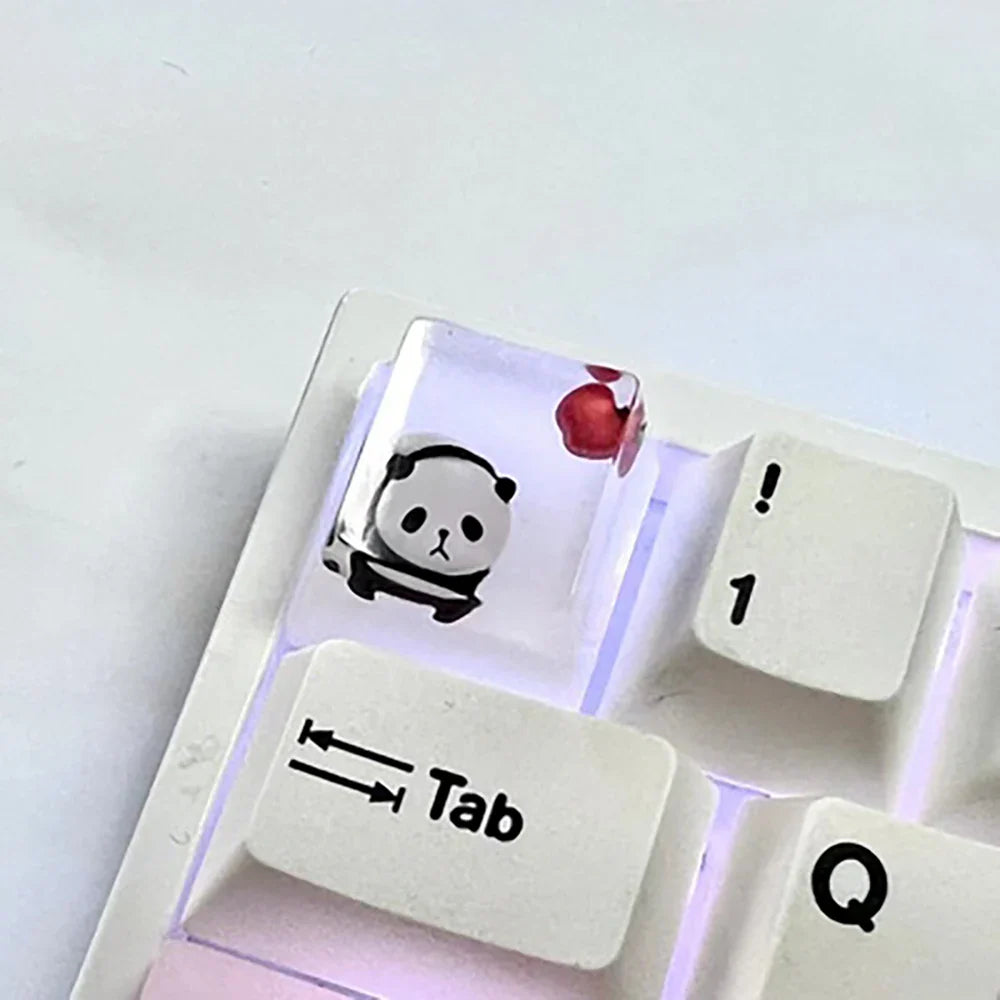 1Pcs Cute Panda Pattern Keycap Resin Handmade Decoration Personality Esc R4 OEM Cute key cap mold Keycap for Mechanical Keyboard