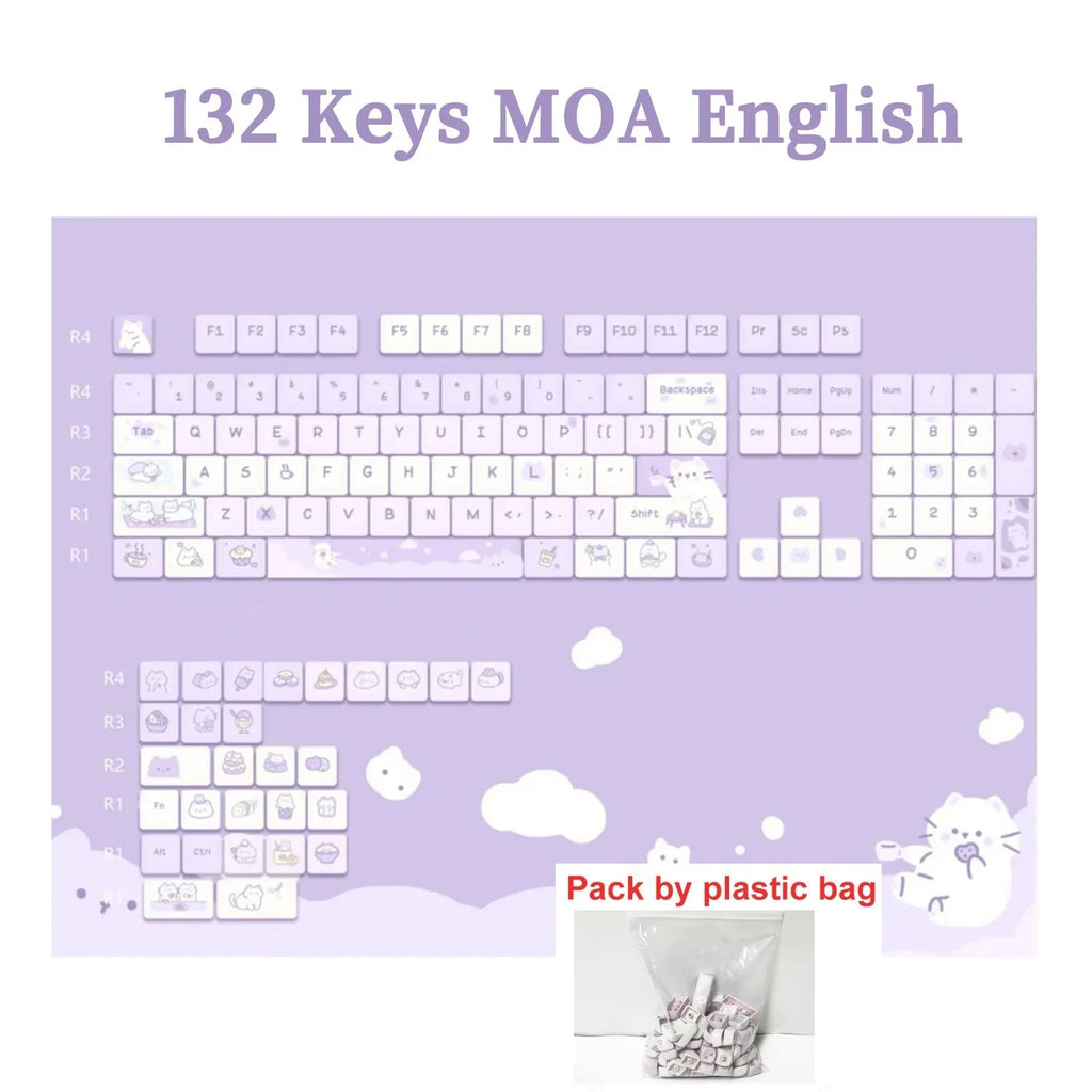 95/132 Keys Cartoon Keycaps PBT Hakimi Dog Cats Keycap MOA Profile Dye Sublimation Keycap For Mechanical Gaming Keyboard