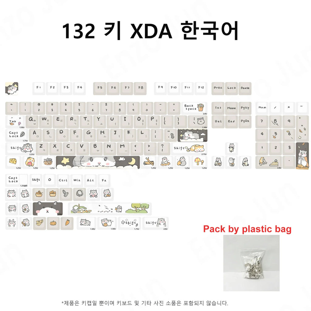 Orange squirrel Gray Rat Theme Keycap XDA Profile Key cap English Korean for 61/64/68/84/87/96/98/104 Mechanical Keyboard Keycap