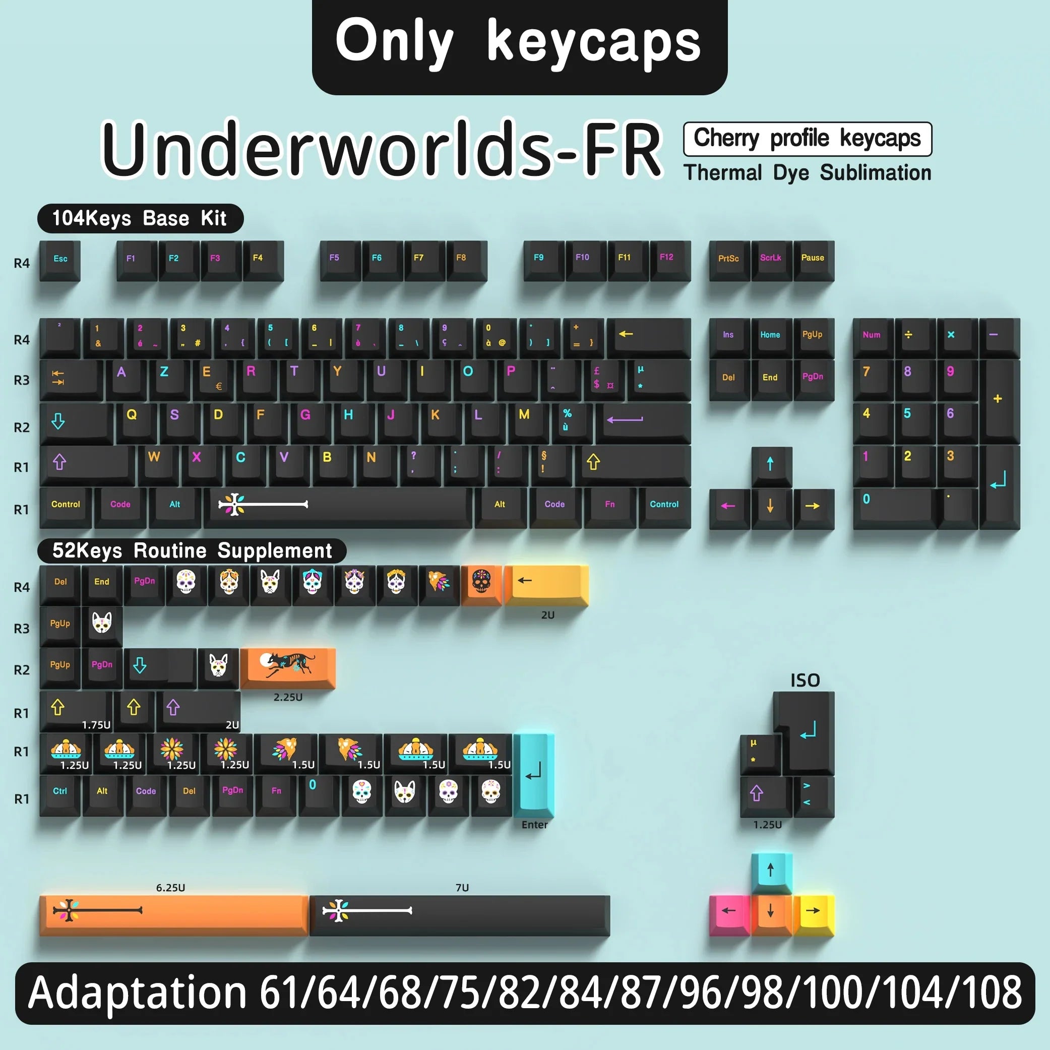 KYOMOT GMK Mictlán Theme Keycap PBT Underworld Keyboard Cap Cherry Profile Key Cap for MX Switch Mechanical Keyboard Accessory