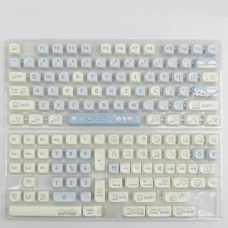 144 Keys Meow MOA Height Key Cap MAC Cute Meow Square Thermal Sublimation Mechanical Keyboard Keycaps Keyboard Accessories