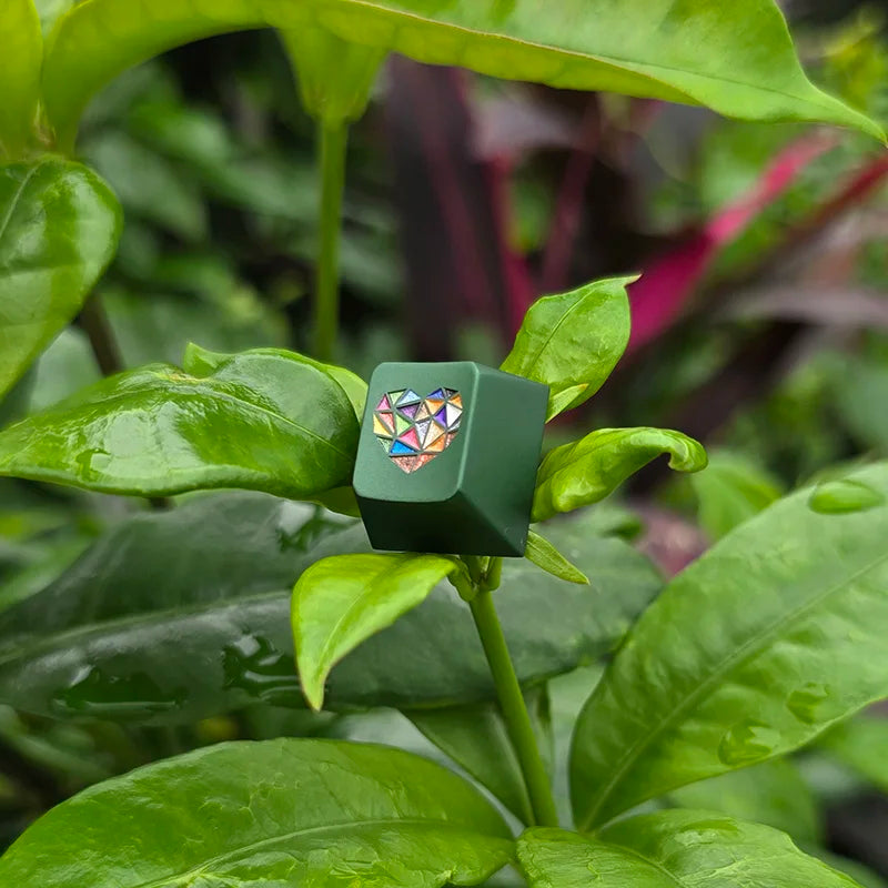 Glass Heart Keycap Custom Point Aluminum Alloy Color Glass Artisan Key Cap Cherry Profile MX Switch Mechanical Keyboard Keycap