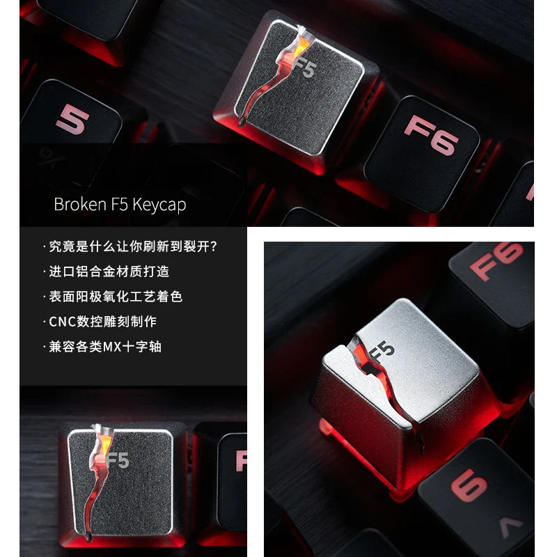 Broken F5 Keycap Customized Keyboard Metal Replacement Key for Keyboard Cross Axis Keyboard Creativity Split Page Refresh Keys