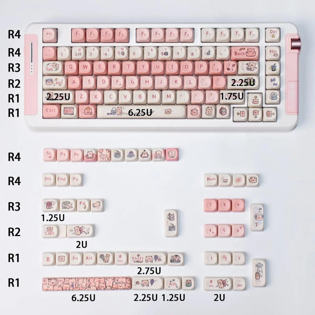 Cats and Puppies Keycaps MOA Profile Thermal Sublimation PBT Keycaps Personalized Cute Keycap For 64/104/108 Mechanical keyboard