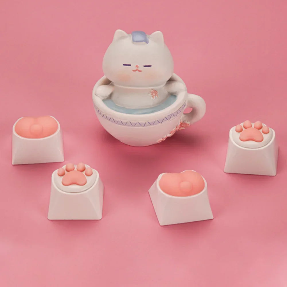 4Pcs 3D Cute Keycaps Replace Soft Cartoon Keycap Keys Anime Custom Key Caps for Cherry MX Gaming Mechanical Keyboard