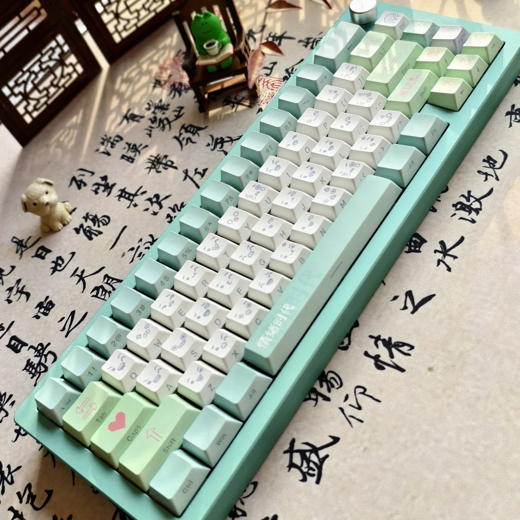 Emotional Era Theme Keycaps Thermal Sublimation PBT Cherry Profile Side Carving Key Caps Adapter Cross Shaft Mechanical Keyboard