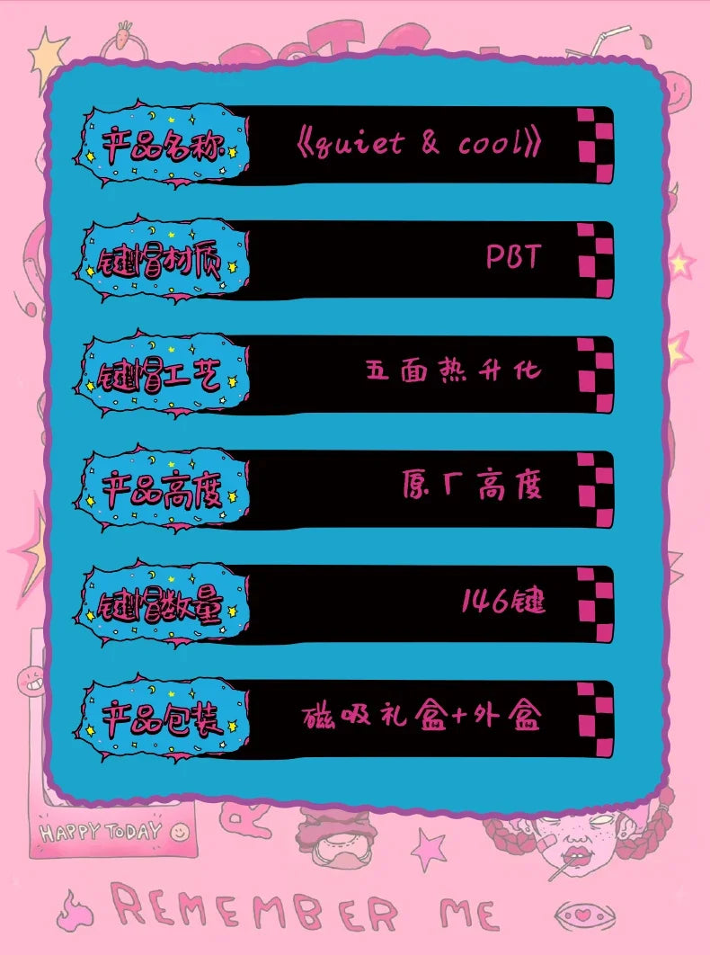PIIFOX SPOTGUY Jointly 《Quiet&Cool》 PBT Original Profile Keycaps 5-Sided Heat Sublimation 146 Keys Custom  Keyboard Replacement