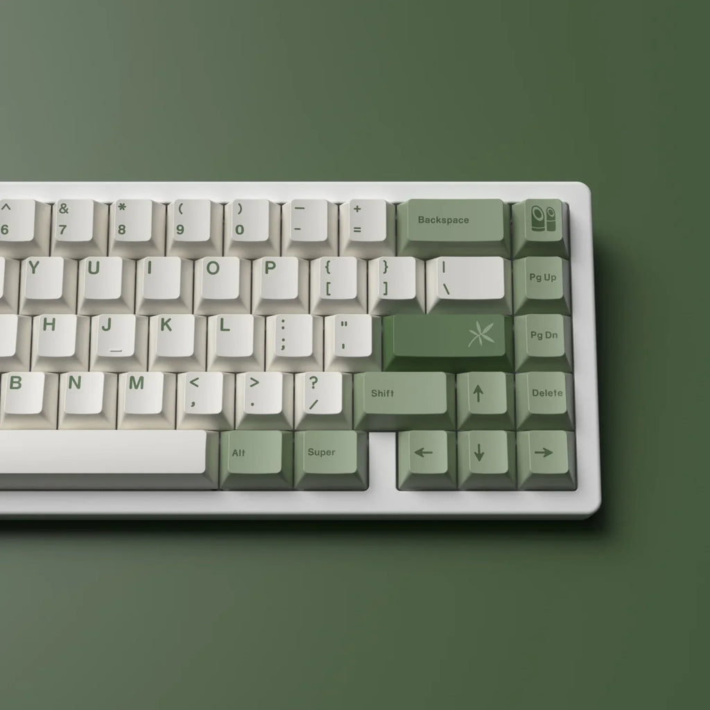 145 Keys Bamboo Forest Theme Keycaps Cherry Profile Green White Keycap PBT Dye Sublimation Keyboard Keycap MX Switch 6.25U 7U