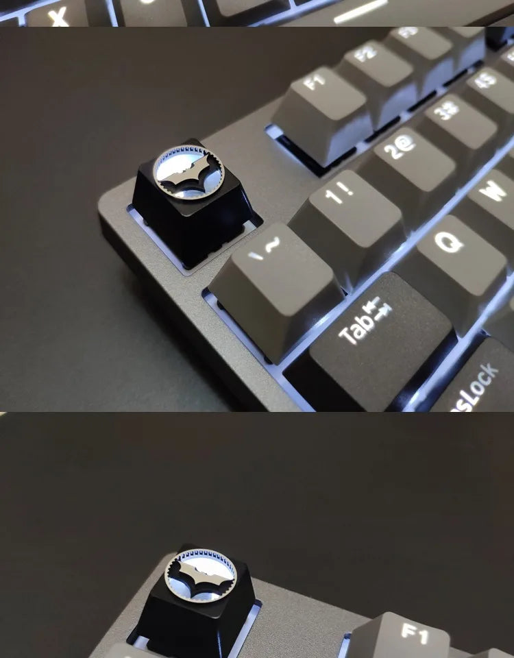 ECHOME Bat Symbol Keycap Translucent Metal Keyboard Cap Original Custom Aluminum KeyCap for Mechanical Keyboard Accessories Gift