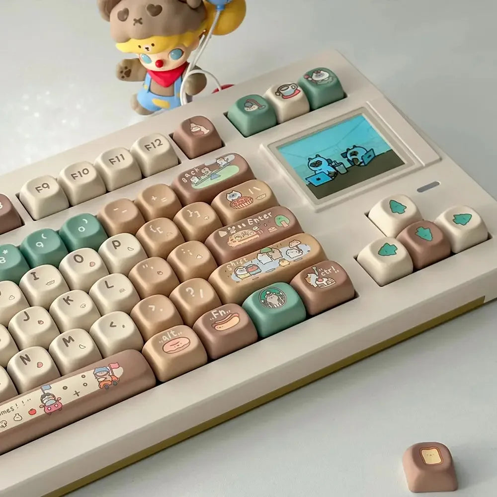 Cute Keycap Cocoa Bean Milk PBT Five-Sided Sublimation XOA Personalized Ball Cap DIY Mechanical Keyboard Keycaps Keycap Set