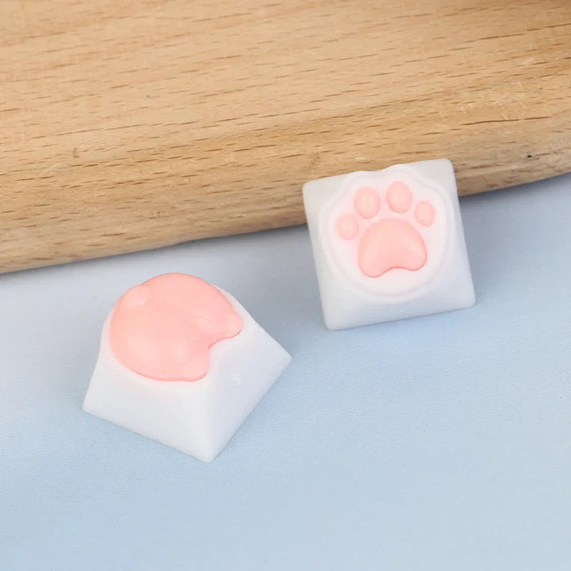 Cat Paw Keycaps For Mechanical Keyboard Switch DIY Custom Key Cap Soft Silicone Keycup Pink Color