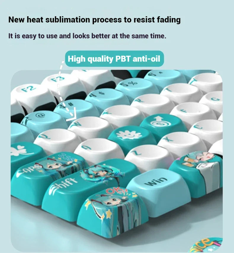 Miku Anime Theme Keycap 120keymoa Hight Pbt Heat Sublimation Personality Creative Customization Mechanical Keyboard Ke Ycap