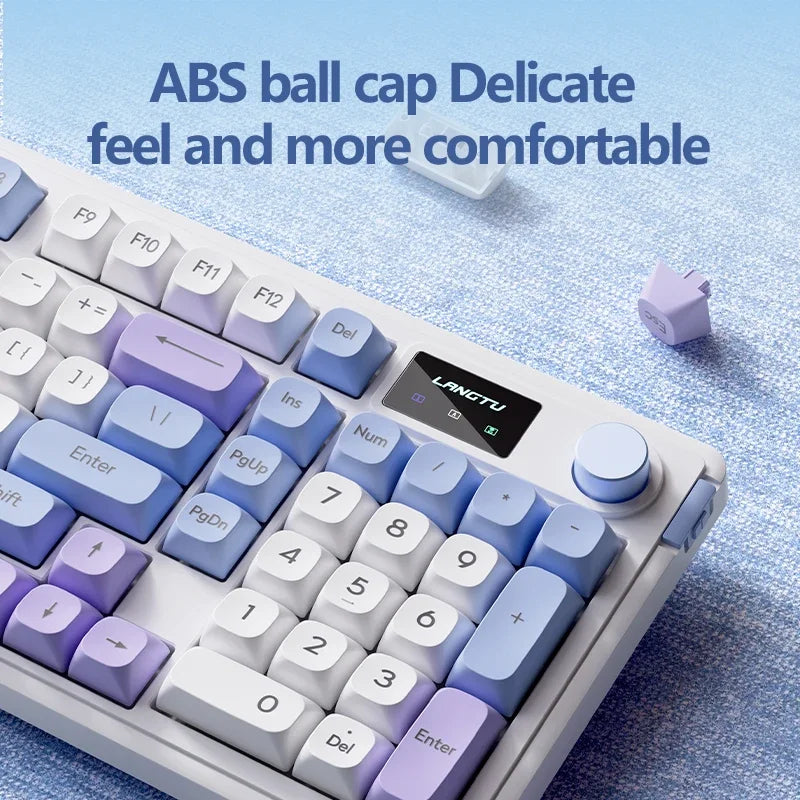 LANGTU L98 Membrane Keyboard Tri-mode Wireless Gasket Structure RGB Multifunctional Knob Customized Gaming Keyboard Pc Accessory