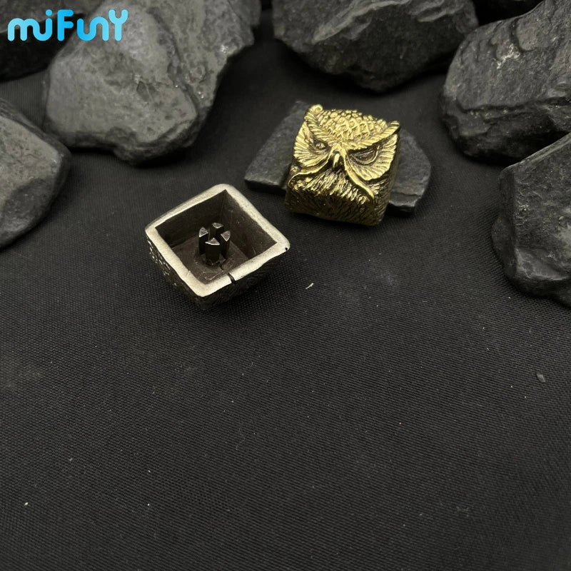 Pure Copper Point Keycap Owl Original Personality Customized Artisan Keycaps Cross Axis Universal Mechanical Keyboard Accessory