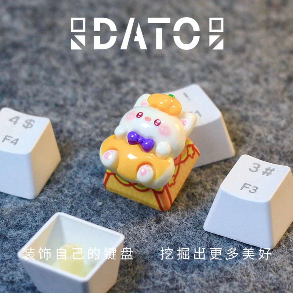 Halloween Personalized Keycaps Resin 3D Handmade Cat Pumpkin Keycap Kwaii Customized Mechanical Keyboard Christmas Decoration