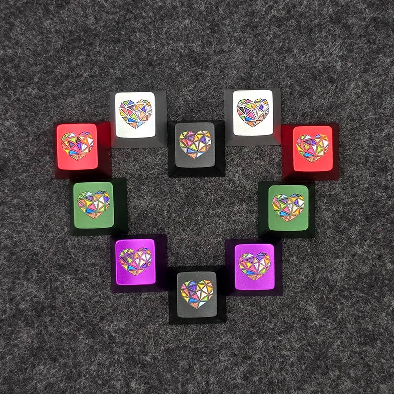 Glass Heart Keycap Custom Point Aluminum Alloy Color Glass Artisan Key Cap Cherry Profile MX Switch Mechanical Keyboard Keycap