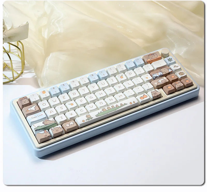 Mda High Capybara Mechanical Keyboard Keycap Custom Thermal Sublimation Pbt Cute Milk Blue Home Goodies Birthday Gift Boy Girl