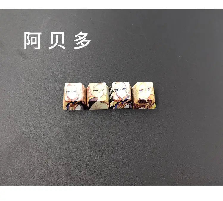 Cartoon Anime Genshin Impact Keycap zhongli Mechanical keyboard replacement key R4 PBT thermal sublimation Cherry OEM height