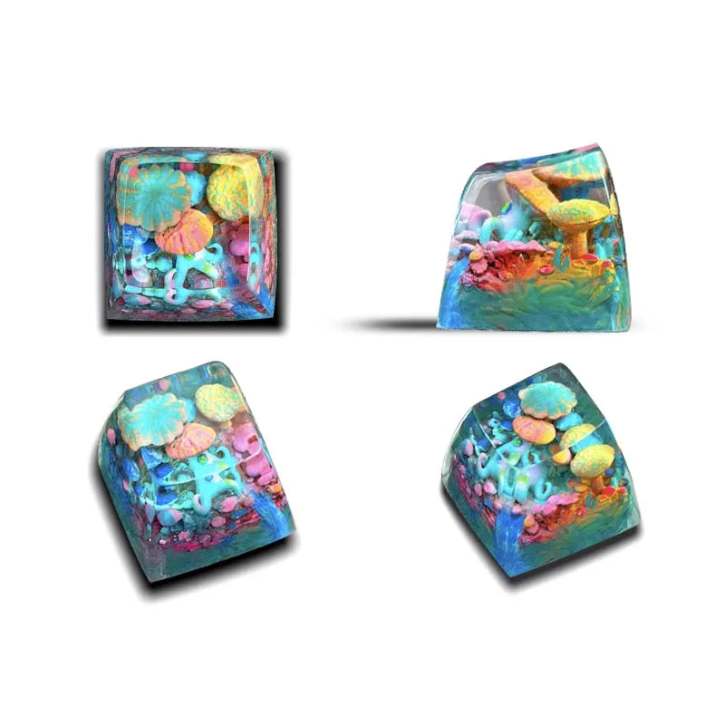 Creative Mushroom World Keycaps Resin SA Height Mechanical Keyboard Accessory Personalized Translucent Custom ESC Keys Gifts