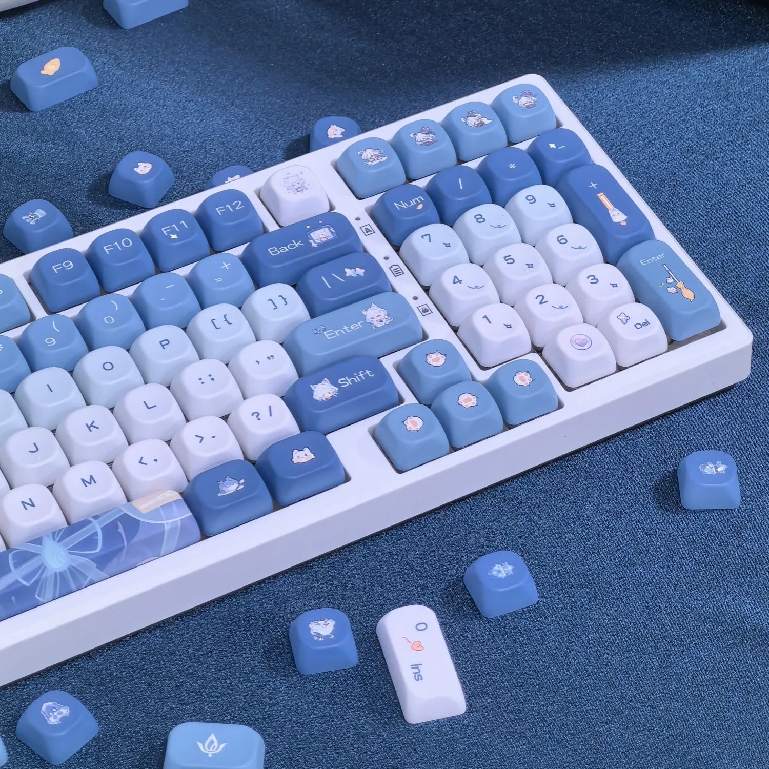 Genshin Impact Theme Xiao Keycaps MOA Profile PBT Sublimation Mechanical Keyboard Caps Cartoon Character Gamer XIAO Keycap