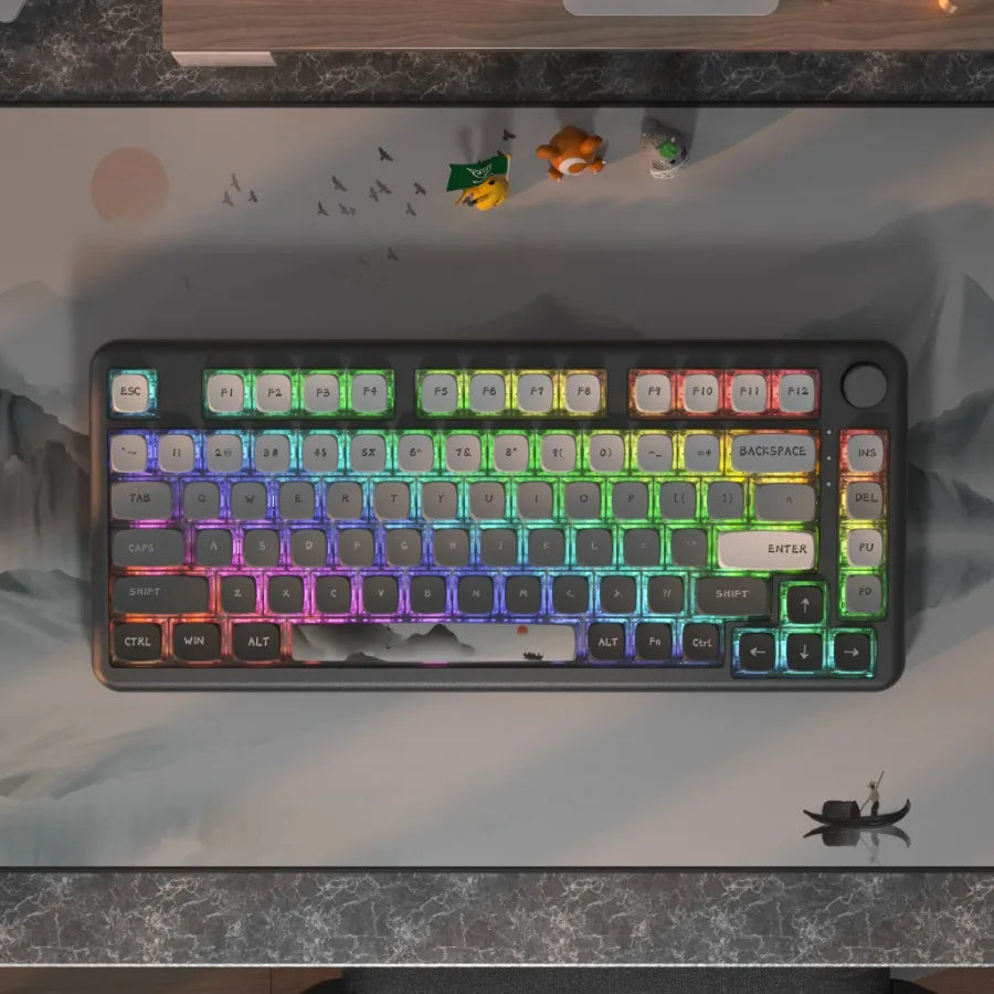 PIIFOX Shanshui Transparent Keycaps XDA Profile PBT Double Thermal Sublimation 117 Keys  Design Color-block Parts Customized DIY