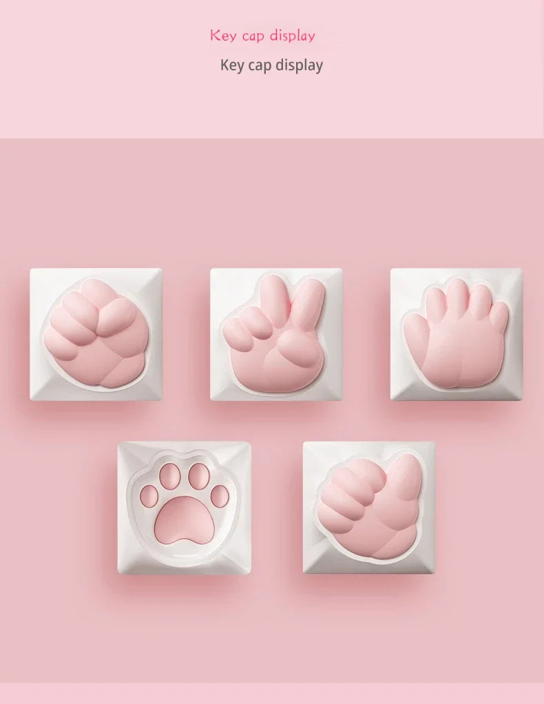 Cute Cat Claw Stone Scissors Cloth Praise Keycap Soft Silicone Oem High Beauty Girl Heart Girl'S Holiday Free delivery Gift